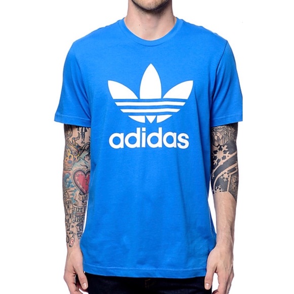 adidas originals white and blue t shirt